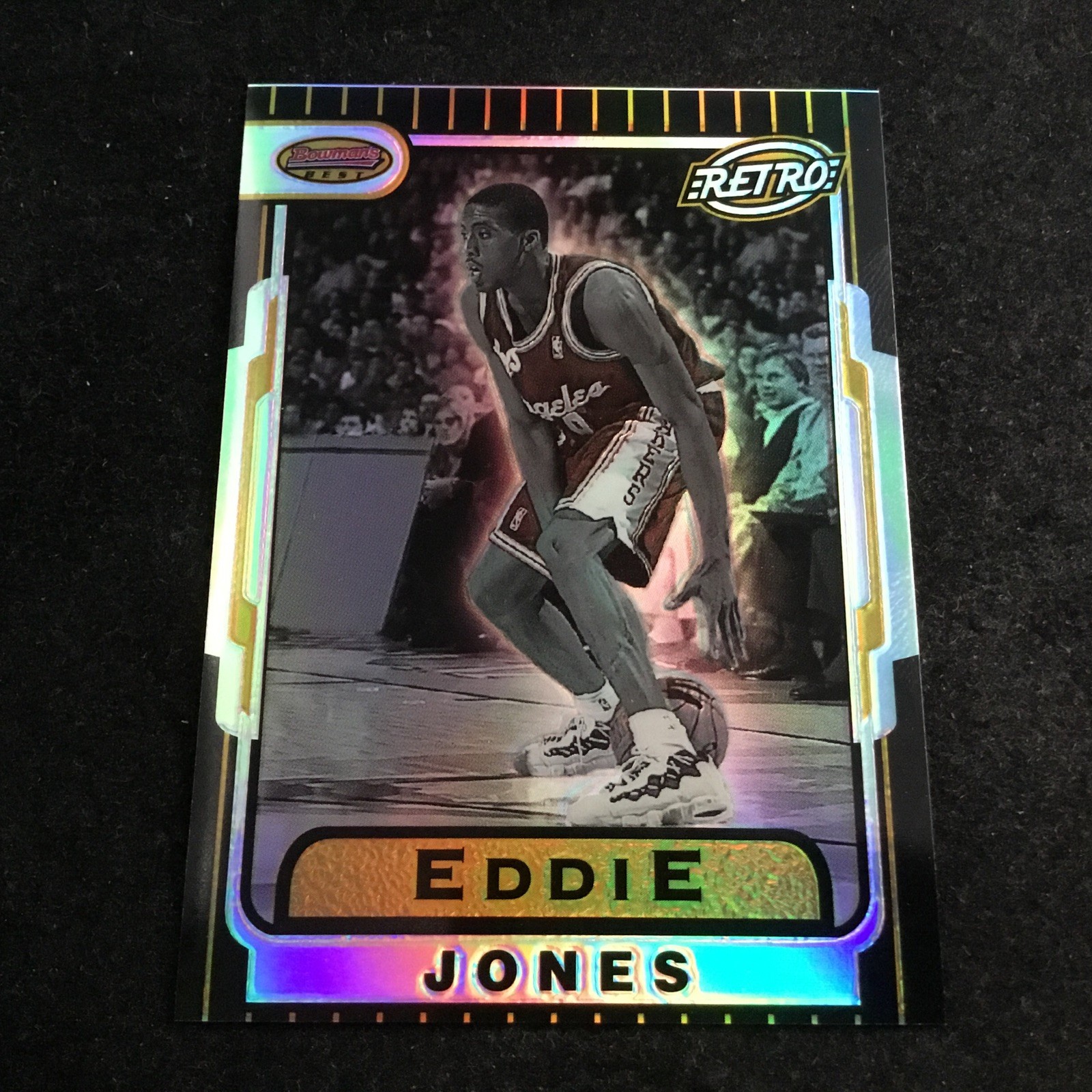1996-97 Bowman's Best Retro Refractor #TB9 Eddie Jones Los Angeles Lakers