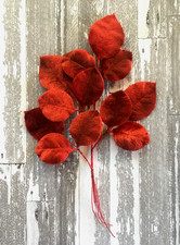 Antique Vintage Millinery Velvet 12 Leaves Variegated Red Color