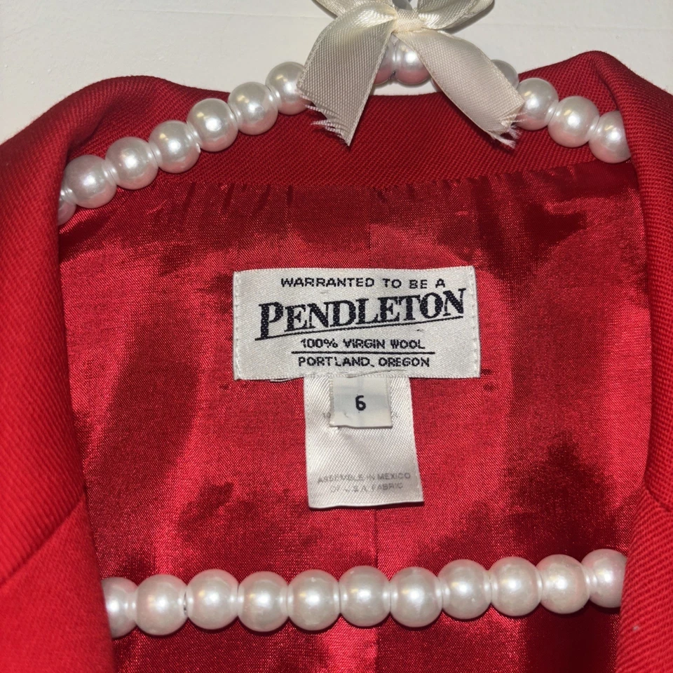Chaqueta Blazer Abrigo Pendleton Wool Mills Rojo Mujer Talla 6 Med 100% Lana Virgen Foto 3 de 4