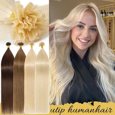 200 Strähnen Echthaar Bonding Keratin Human Hair Extensions U-Tip Haar Dick Lang