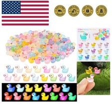 225 Pcs Mini Resin Ducks Bulk, Glow in The Dark Tiny Duck Figurines for Minia...