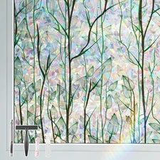 LEMON CLOUD Privacy Window Film 3D Stained Glass 17.5 x 78.7 Inch, Grove 