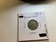 1868 Three Cent Nickel in Very Fine Condition 010626 34tk