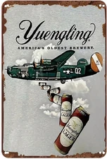 Yuengling Beer sign, Vintage Airplane & Lager Tin Metal Signs print Aesthetic Ro