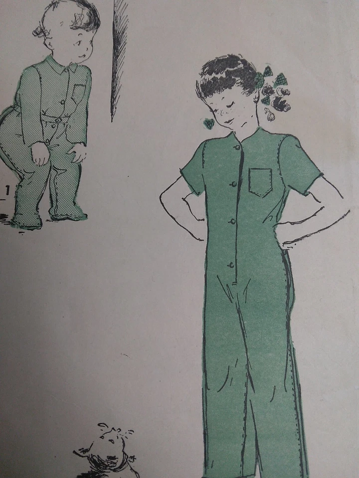 Pajamas One Piece Footed Infants 6M 1/2 Advance 4443 Sewing Pattern VTG 40s Pjs - Image 2 of 4
