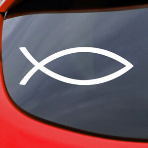 Christlicher Fisch Aufkleber Decal Vinyl Ichthys Fenster Stossstange Auto Van Religiose Zeichen Ebay