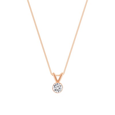 1/2 kt runder Lab Created gewachsener Diamant Einfassung Halskette 14 K Rotgold E/VVS 16''