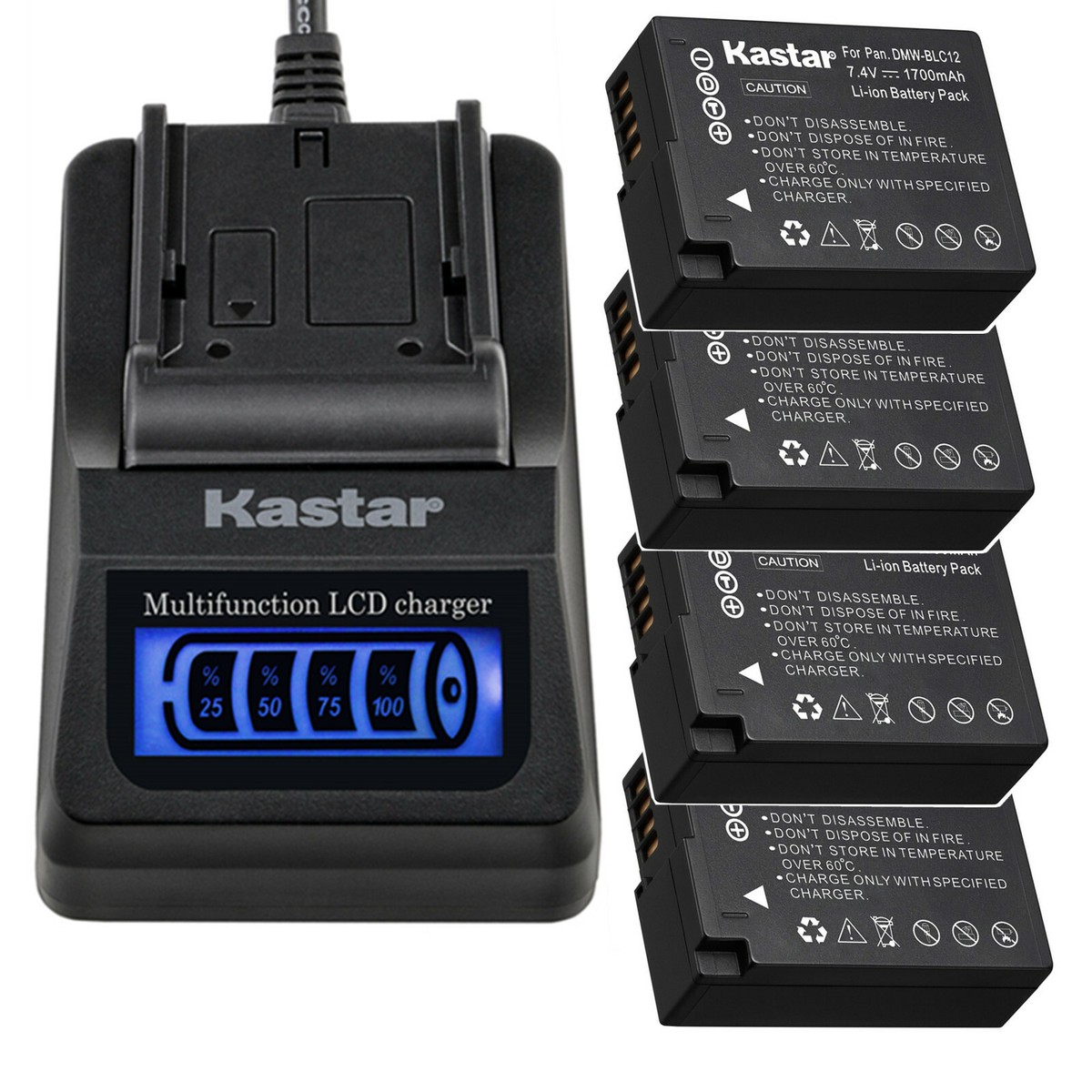 Kastar Battery LCD Quick Charger for Panasonic DMW-BLC12 Panasonic