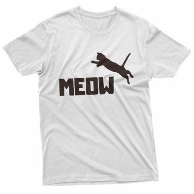 Funny Sport Fitness Cat Lovers  Jumping Cat Silhouette Meow T-Shirt