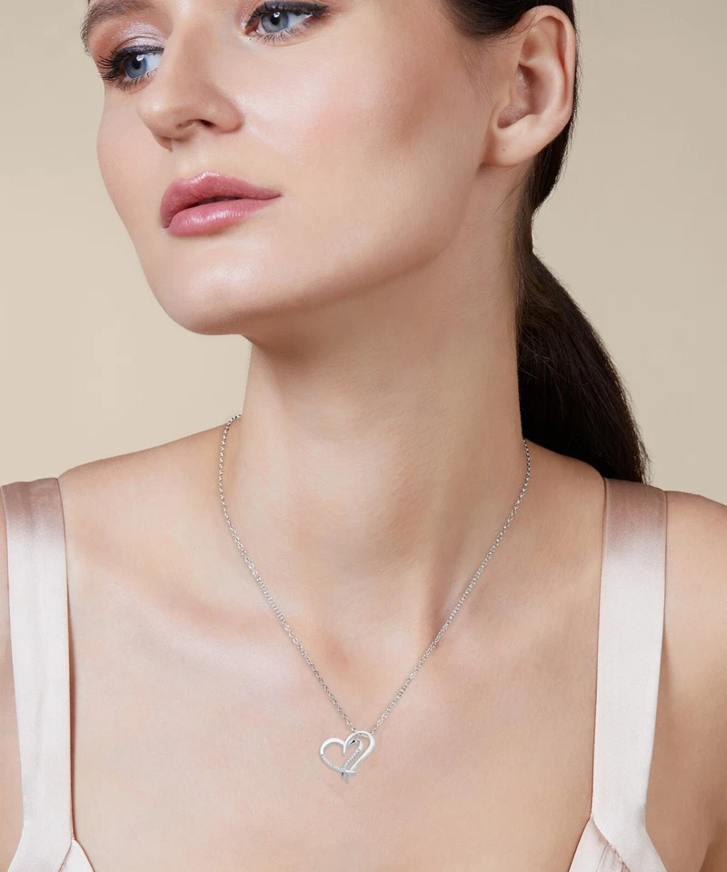 Regalo para ella 0,40 quilates redondo circonita cúbica corazón colgante para regalo plata de ley 925 Foto 2 de 4