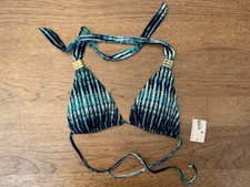 Bar III Blue Stripe SMALL Adjustable Lined Triangle Bikini Swim Top NWT