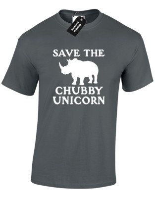 SAVE THE CHUBBY UNICORN MENS T SHIRT FUNNY CUTE ANIMAL DESIGN JOKE TOP NEW