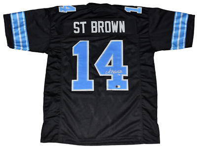 AMON-RA ST BROWN AUTOGRAPHED DETROIT LIONS #14 2024 BLACK JERSEY