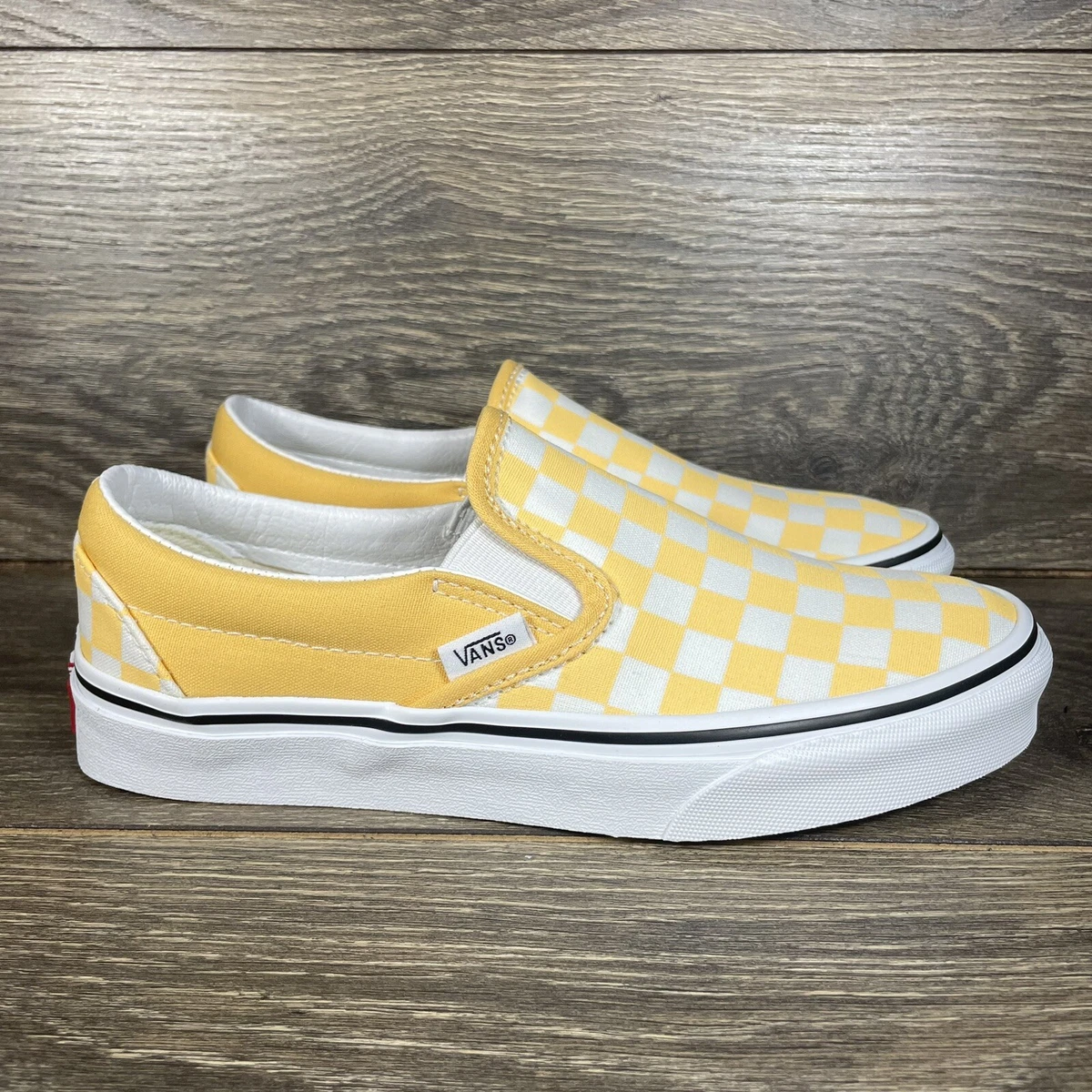 vans slip on yellow checkerboard