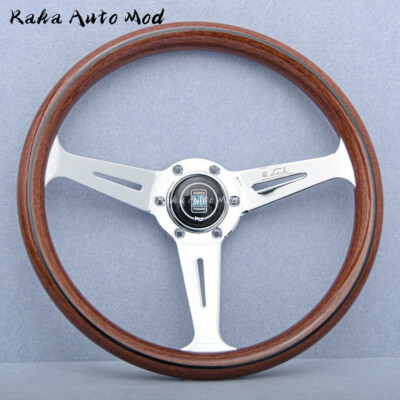 NARDI Classic 360mm Mahogany Wood Steering Wheel with Silver