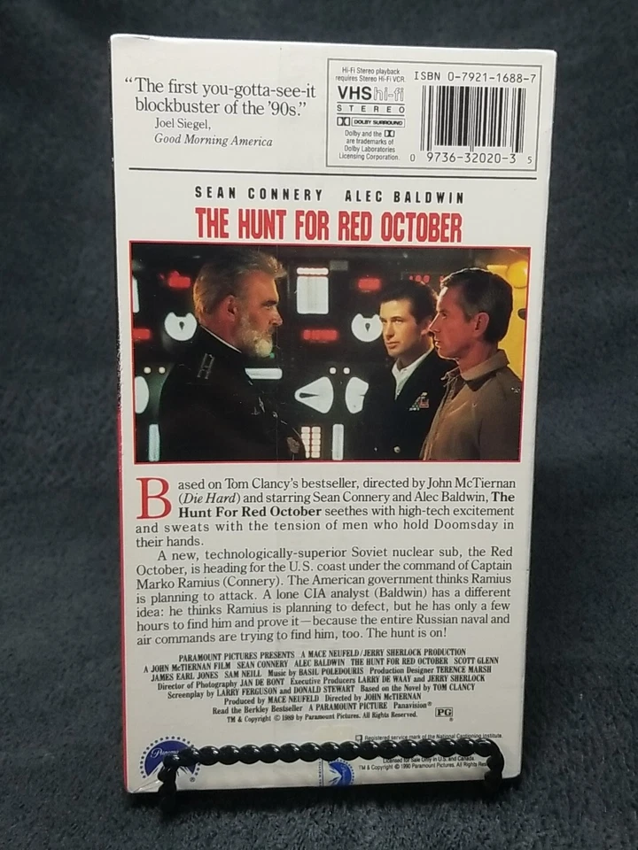 The Hunt for Red October (VHS, 1990) Brand New Factory Sealed Sean Connery Foto 2 de 2