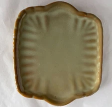 California Pantry Green/Brown Glazed Square Plate Cheese/Trinket Tray 5.5"x 6.5"