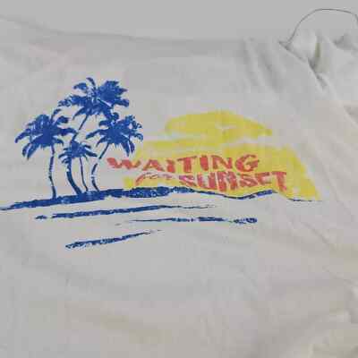 SAINT LAURENT Men's White Waiting For Sunset T-shirt New Size XS