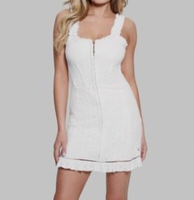 Guess Women's White Lace Round Neck Hook & Eye Front Carmen Dress Size XL