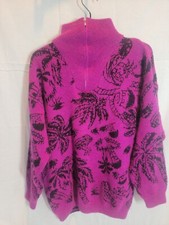 Esprit Sport Vintage Purple Acrylic Blend Sweater Womens Medium 1/4 Zip Tropical