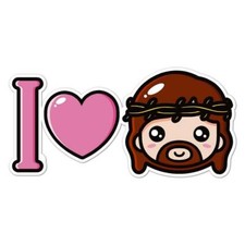 I Love Heart Jesus, Vinyl Decal Sticker, Indoor Outdoor, 3 Sizes, 8041