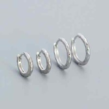 Sterling Silver 925 Solid hinged sleeper hoop earrings geometric irregular