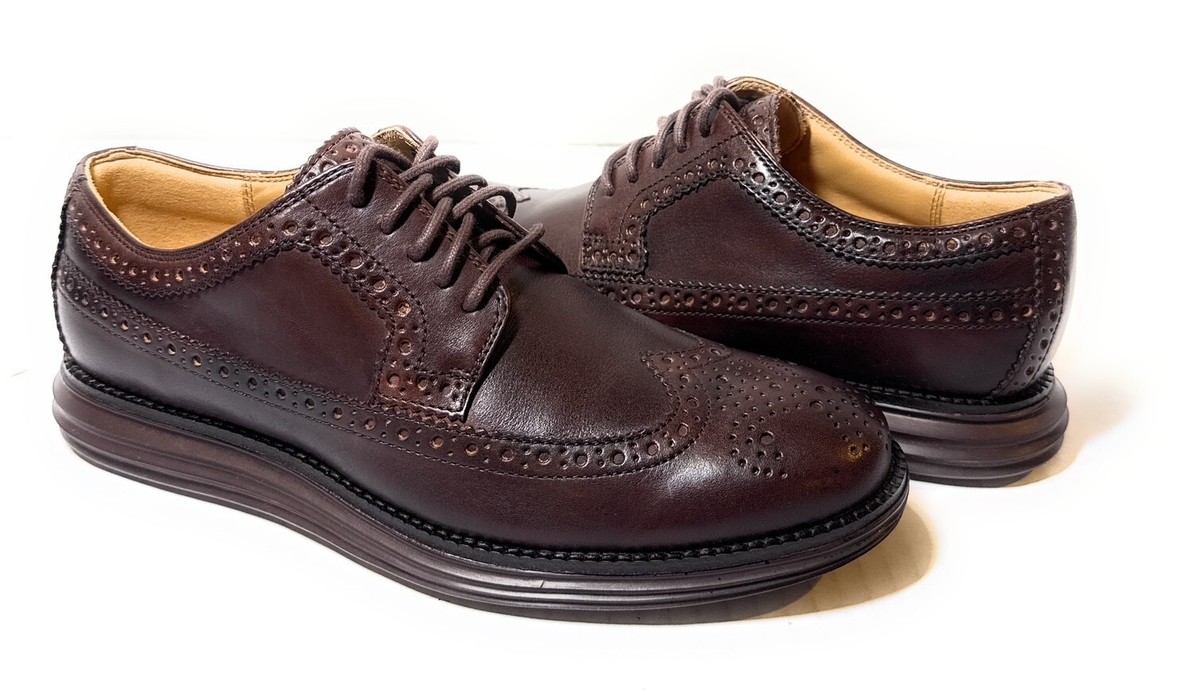 New Cole Haan Men's Lunargrand Long Wing Tip Derby Oxford Leather Shoes  Moro 7M
