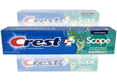 CREST COMPLETE WHITENING with Scope Fluoride Mint Toothpaste Pasta Dental 5.4oz