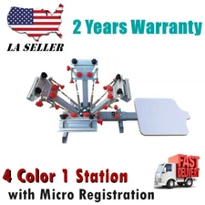 4 Color 1 Station Silk Screen Printing Press Machine with Micro Registration