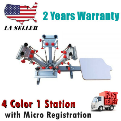 #ad 4 Color 1 Station Silk Screen Printing Press Machine with Micro Registration $468.90