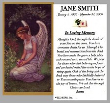 In Loving Memory Funeral Memorial Laminated Prayer Cards - Pack of 60