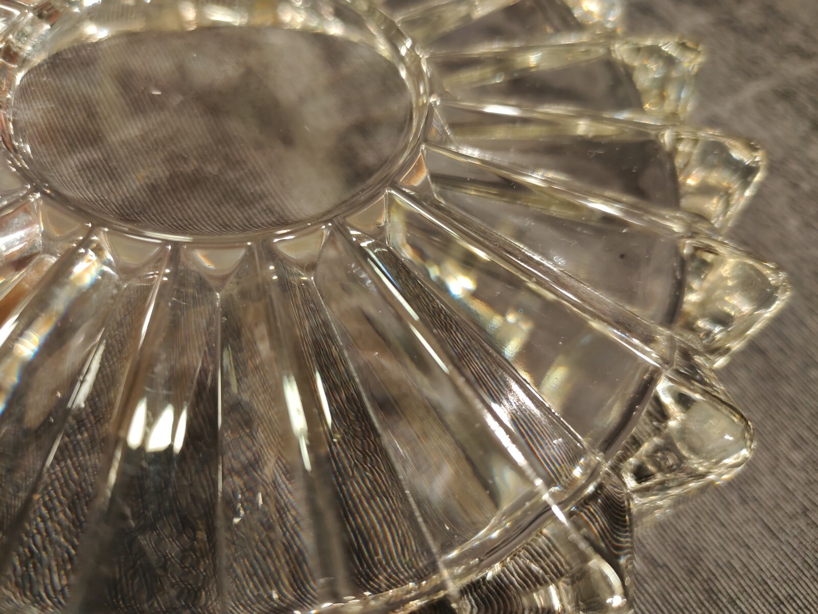 MCM Candy Dish Large Lead Crystal Heavy Wood Lid Brass Knob Stunning Centerpiece