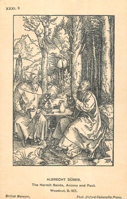 The Hermit Saints, Anthony and Paul by Albrecht Durer fine art postcard