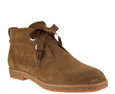 Isaac Mizrahi Live! Suede Chukka Boots Grosgrain Laces Olive