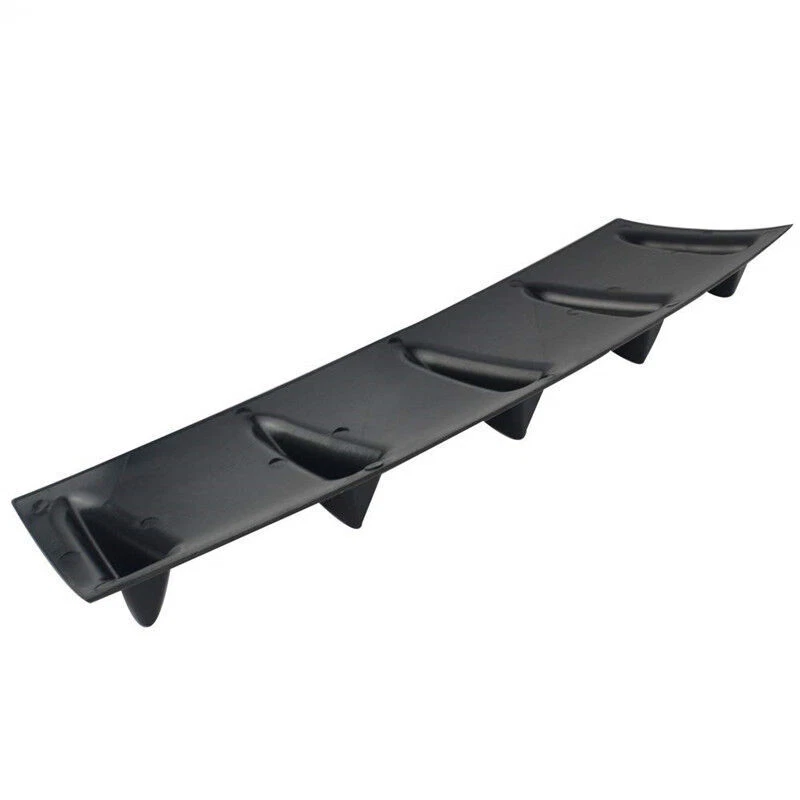 Difusor de parachoques de carrocería trasera inferior de plástico ABS negro brillante tiburón 5 aletas alerón Foto 4 de 4