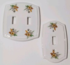 2 Vintage Porcelain Light Switch Covers Plate Floral pattern Cottage Core Sweet