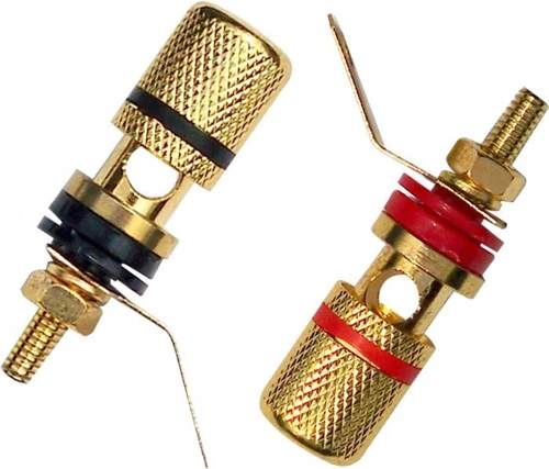 Pair Gold Speaker Binding Posts Insulated Panel Mount Banana Plug Terminals UK