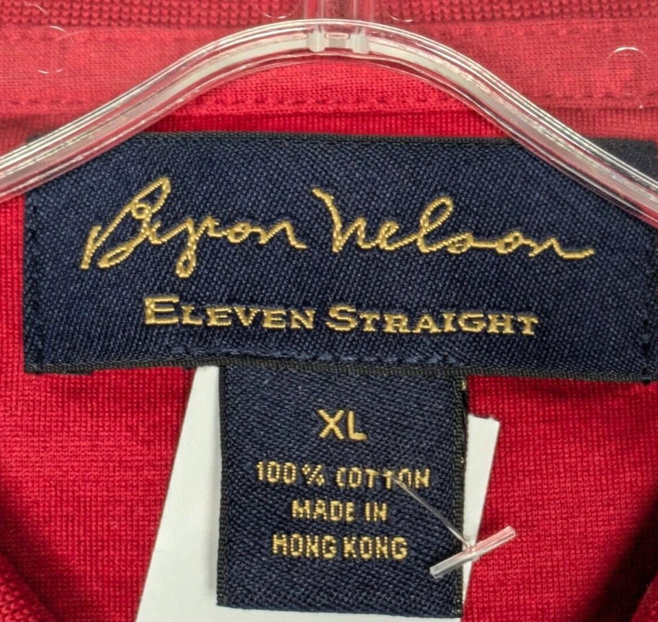 Polo de golf PGA 3M abierto para hombre XL rojo bordado patrocinadores 100 % algodón NUEVO Foto 4 de 4