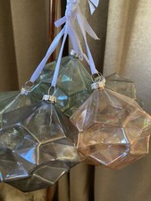 5 X Clear Barely There Alison Cork Glass Baubles Balls Christmas Tree Ornament