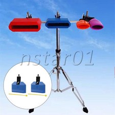 Plastic Latin Drum Percussion Block for Music Lovers 13.5x12.5x4cm Set of 2 Blue