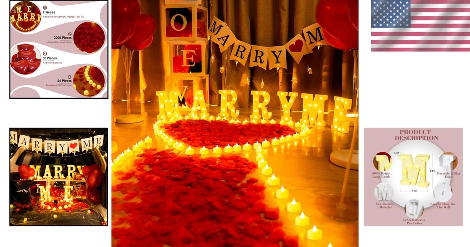 Cartas iluminadas con velas y pétalos de rosa para propuestas inolvidables Foto 2 de 4