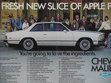 1978 Chevy Malibu Coupe Fresh New Slive Of Apple Pie Vintage Print Ad Centerfold