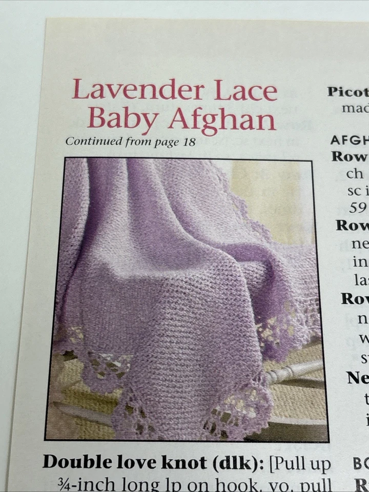 Lavender Lace Baby Afghan Crochet Pattern Pages From Magazine - Image 4 of 4