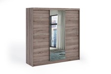 Image of OVI Modern Sliding Door Wardrobe with Mirror Optional Drawers 2 Hanging Rail