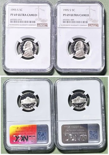 Two 1995-S United States Jefferson Nickel Proof Coin NGC Ultra Cam PF69 FreeShip