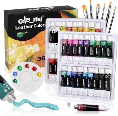Vibrant Acrylic Leather Paint Set - 36 Colors for Shoes, Bags, Wallets & DIY Cra