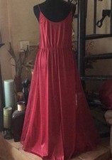 Vintage Red Chiffon Sweep Long Maxi Nightgown Slip Dress Chemise