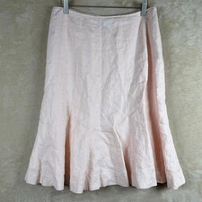 Lauren Ralph Lauren Pink Linen Blend A-Line Midi Skirt Size 8 Classic Minimalist