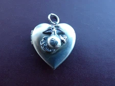 US Marine Corps Sweetheart Military Charm EGA Heart LOCKET USMC DOUBLE PHOTO