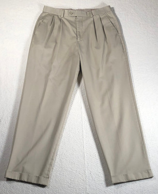 Knights Bridge Premium Khaki Men's Pants Pleated Classic Straight Beige 32x30
